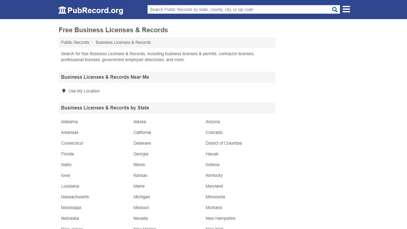 Free Business Licenses & Records - PubRecord.org